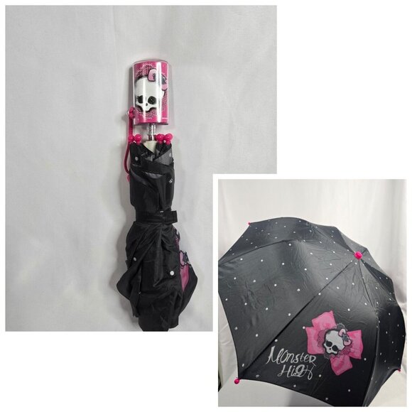 Monster High Umbrella Black Kids/Small Size Adult Mattel Vintage 2013 - Picture 1 of 8